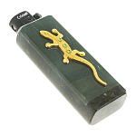 Зажигалка газовая из натурального камня Офиокальцит с декоративной металлической вставкой в виде ящерицы Metal Stone Lighters варинант исполнения - 3 | Loft Concept в Ростове-на-Дону