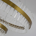 Люстра подвесная двухъярусная с золотистымыми кольцами и прозрачными стеклянными элементами Ring Horizontal варинант исполнения - 4 | Loft Concept в Ростове-на-Дону