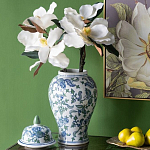 Ваза с крышкой и зелено-голубым рисунком на белом фоне 51 см Blue & White Ornament варинант исполнения - 4 | Loft Concept в Ростове-на-Дону