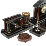 Настольный письменный набор с часами из природного камня обсидиана Peace Contract варинант исполнения - 3 | Loft Concept в Ростове-на-Дону