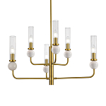 Люстра с 6-ю плафонами в форме стеклянных трубок и мраморных декоративных элементов Montreal варинант исполнения - 2 | Loft Concept в Ростове-на-Дону