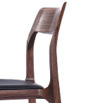 Стул деревянный с мягким сиденьем из черной натуральной кожи Moon Walnut Furniture варинант исполнения - 8 | Loft Concept в Ростове-на-Дону