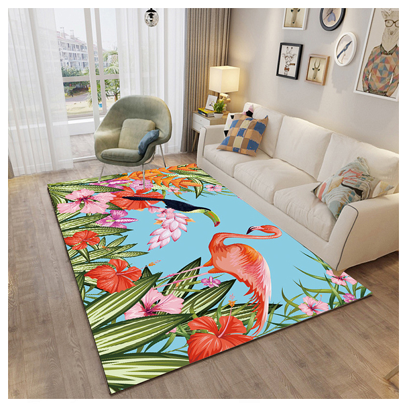 Ковёр с принтом Розовый Фламинго Carpet Pink Flamingo Turquoise Мульти Ковёр с принтом Розовый Фламинго Carpet Pink Flamingo Turquoise Мульти в Ростове-на-Дону | Loft Concept