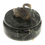 Шкатулка из натурального камня змеевик с фигуркой лебедя Stone Casket варинант исполнения - 2 | Loft Concept в Ростове-на-Дону