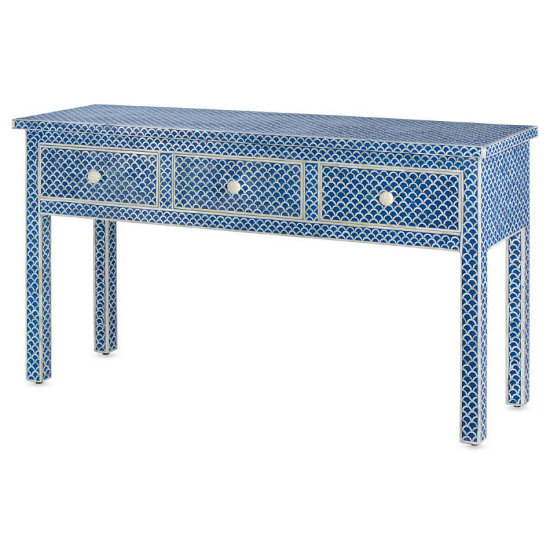     Bone Inlay Blue Fish Scale Console 3 DRAWER ivory (   )   -- | Loft Concept 