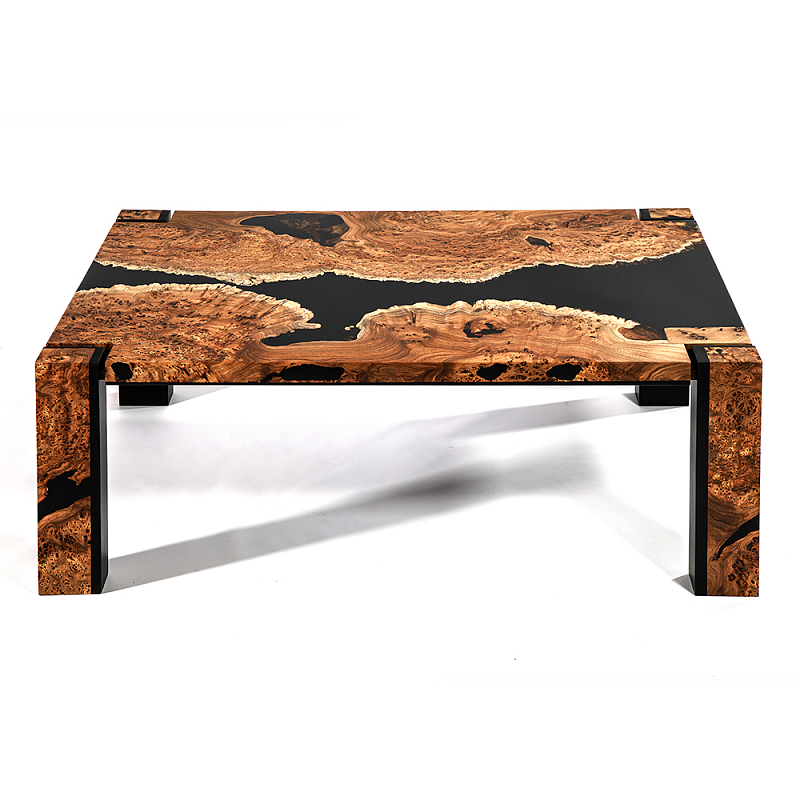 Кофейный Стол River in Autumn Elm Resin Coffee Table Охра Черный в Ростове-на-Дону | Loft Concept 