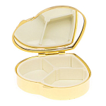 Таблетница карманная в форме сердца с 3-мя отделениями с зеркалом и накладкой из натурального камня Яшма Змеиная Gold Stone Pillboxes варинант исполнения - 3 | Loft Concept в Ростове-на-Дону