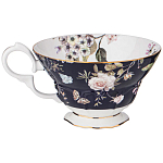 Чайный набор из фарфора темно-синий с рисунком цветов на 6 персон 12 предметов 280 мл Garden Whisper Porcelain Set  варинант исполнения - 3 | Loft Concept в Ростове-на-Дону