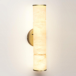 Бра с цилиндрическим плафоном из белого алебастра на круглом основании Латунь Cryptocrystalline Stone варинант исполнения - 1 | Loft Concept в Ростове-на-Дону