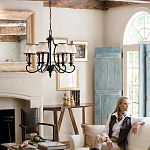 Люстра бронзового цвета с бежевыми абажурами из органзы в классическом стиле Hinkley варинант исполнения - 9 | Loft Concept в Ростове-на-Дону