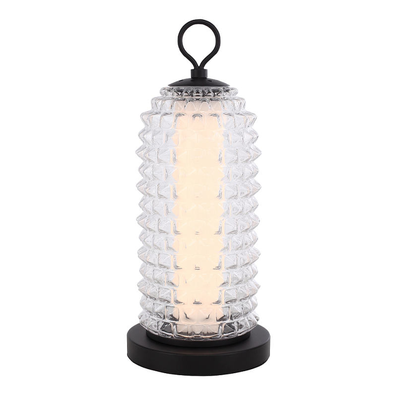 Настольная лампа с прозрачным факутрным стеклянным плафоном Sonora Прозрачный Черный в Ростове-на-Дону | Loft Concept 