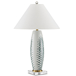 Настольная лампа овальная с тропическим принтом Stylized Aalm Leaves Motif варинант исполнения - 5 | Loft Concept в Ростове-на-Дону