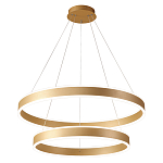 Люстра подвесная светодиодная с двумя золотистыми кольцами Диаметр 80 см Ring Horizontal варинант исполнения - 1 | Loft Concept в Ростове-на-Дону