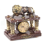 Часы настольные из креноида и бронзы с декором в виде льва Lion Stone Clock варинант исполнения - 2 | Loft Concept в Ростове-на-Дону
