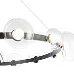 Люстра подвесная круглая с 12-ю прозрачными куполообразными плафонами и черным металлическим основанием Flos Wireline Lighting варинант исполнения - 5 | Loft Concept в Ростове-на-Дону