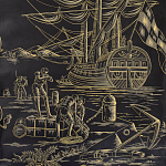 Обои ручная роспись Views of Italy Gold Outline варинант исполнения - 2 | Loft Concept в Ростове-на-Дону