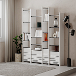 Стеллаж прямой ассиметричный с полками и 4-мя дверцами ARYA BOOKCASE WHITE варинант исполнения - 5 | Loft Concept в Ростове-на-Дону