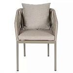 Стул серо-бежевый с декоративным плетением на спинке и подлокотниках Chair Weave варинант исполнения - 1 | Loft Concept в Ростове-на-Дону