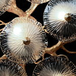 Потолочная люстра круглая ветвистыми бронзовыми элементами и стеклянными рифлеными дисками Textured Glass Chandelier варинант исполнения - 6 | Loft Concept в Ростове-на-Дону