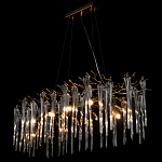 Люстра подвесная прямоугольная с бронзовыми акцентами и прозрачными стеклянными каплями Droplet Chandelier варинант исполнения - 4 | Loft Concept в Ростове-на-Дону
