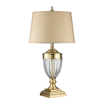 Настольная лампа со тканевым абажуром и прозрачным ребристым стеклянным основанием Quoizel варинант исполнения - 5 | Loft Concept в Ростове-на-Дону