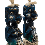 Комплект из 2-х деревянных статуэток Asmat Straw Headdress Statuettes Dark Blue варинант исполнения - 3 | Loft Concept в Ростове-на-Дону