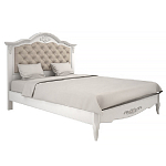 Кровать белая из массива бука с основанием и мягким изголовьем в стиле прованс White Provence варинант исполнения - 1 | Loft Concept в Ростове-на-Дону