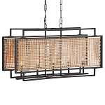 Люстра прямоугольной формы с чёрным каркасом и вставкой из плетеного материала Cage for Light варинант исполнения - 4 | Loft Concept в Ростове-на-Дону
