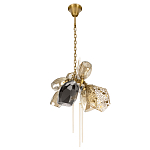 Люстра подвесная со стеклянными плафонами из дымчатого и золотистого с тремя вертикальными подвесками Gilded Mirage  варинант исполнения - 5 | Loft Concept в Ростове-на-Дону