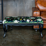 Банкетка из натурального бука черная с изображением птиц и цветов Blooming Birds варинант исполнения - 2 | Loft Concept в Ростове-на-Дону