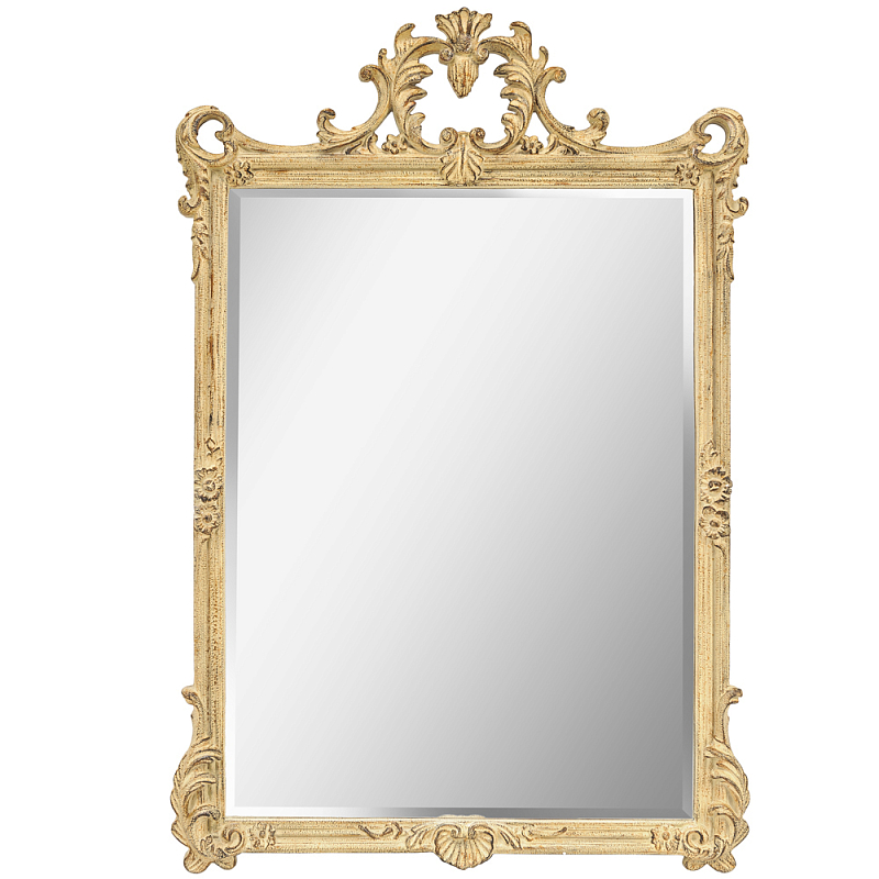 Зеркало настенное в раме бежевого цвета с эффектом старины Classic Ornament Mirror Бежевый Зеркало в Ростове-на-Дону | Loft Concept 