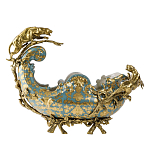 Чаша голубого цвета с оранментом и и бронзовыми фигурами леопардов Eden Garden варинант исполнения - 1 | Loft Concept в Ростове-на-Дону