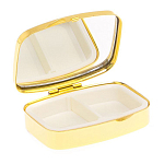 Таблетница карманная прямоугольная с 2-мя отделениями с зеркалом и накладкой из натурального камня Апатит Голубой Gold Stone Pillboxes варинант исполнения - 3 | Loft Concept в Ростове-на-Дону