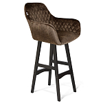 Барный стул со спинкой и подлокотниками на 4-х черных ножках Douglas Rhombus Коричневый Велюр варинант исполнения - 1 | Loft Concept в Ростове-на-Дону