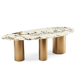 Обеденный стол с асимметричной столешницей на 3-х массивных золотых ножках Commonwealth Table варинант исполнения - 1 | Loft Concept в Ростове-на-Дону