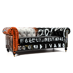 Диван Честерфильд граффити graffiti Orange Sofa натуральная кожа варинант исполнения - 1 | Loft Concept в Ростове-на-Дону