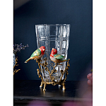 Ваза стеклянная прозрачная с бронзовым основанием в виде ветвей и фарфоровыми птичками Eden Garden варинант исполнения - 3 | Loft Concept в Ростове-на-Дону