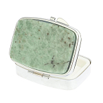 Таблетница карманная прямоугольная с 2-мя отделениями с зеркалом и накладкой из натурального камня Жадеит Silver Stone Pillboxes варинант исполнения - 2 | Loft Concept в Ростове-на-Дону
