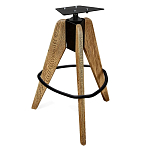 Барный стул со спинкой и металлической подставкой на 3-х деревянных ножках Горчичный Велюр Vendramin Chair варинант исполнения - 4 | Loft Concept в Ростове-на-Дону