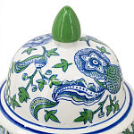 Ваза с крышкой и зелено-голубым рисунком на белом фоне 51 см Blue & White Ornament варинант исполнения - 3 | Loft Concept в Ростове-на-Дону