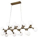 Линейная люстра с плафонами из стеклянных шаров Pearls Suspension Linear Brass Chandelier варинант исполнения - 1 | Loft Concept в Ростове-на-Дону