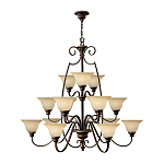 Люстра трехъярусная бронзового цвета с 15-ю кремовыми плафонами в форме чаш Hinkley варинант исполнения - 2 | Loft Concept в Ростове-на-Дону