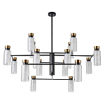 Люстра потолочная с 16-ю цилиндрическими плафонами из стекла и черным каркасом Noir Poise варинант исполнения - 1 | Loft Concept в Ростове-на-Дону