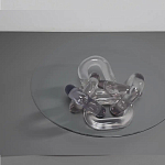 Дизайнерский журнальный стол с круглой прозрачной столешницей и основанием в виде цепи Hua Wang варинант исполнения - 2 | Loft Concept в Ростове-на-Дону