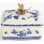 Фарфоровая шкатулка с бронзовой стрекозой Blue and White варинант исполнения - 4 | Loft Concept в Ростове-на-Дону