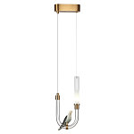 Подвесной светильник с декоративной фигуркой птицы на прозрачной изогнутой трубке Ganthea варинант исполнения - 3 | Loft Concept в Ростове-на-Дону