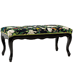 Банкетка из натурального бука черная с изображением птиц и цветов Blooming Birds варинант исполнения - 1 | Loft Concept в Ростове-на-Дону