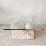 Дизайнерский журнальный стол в виде раковины с жемчужиной под прозрачной столешницей Fahin варинант исполнения - 1 | Loft Concept в Ростове-на-Дону