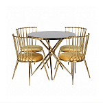 Обеденный стол с чёрной круглой столешницей на золотых ножках Rive Gauche Table варинант исполнения - 3 | Loft Concept в Ростове-на-Дону