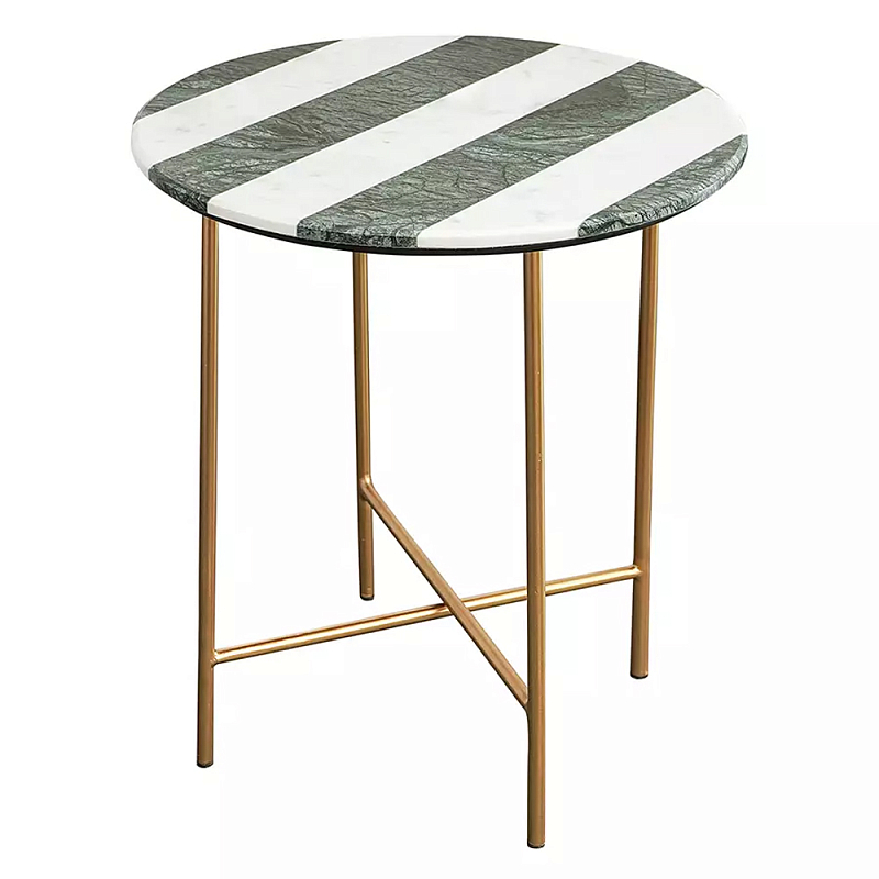 Столик приставной с круглой столешницей с полосатым узором Tabletops with Striped Pattern Серый Белый в Ростове-на-Дону | Loft Concept 